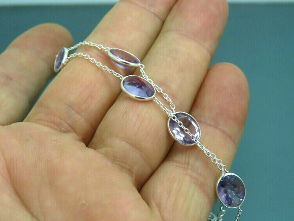 Turkish Handmade Jewelry 925 Sterling Silver Amethyst Stone Womens Bracelet