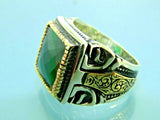 Turkish Handmade Jewelry 925 Sterling Silver Emerald Stone Mens Rings