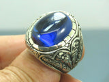 Turkish Handmade Jewelry 925 Sterling Silver Sapphire Stone Mens Rings