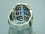 Turkish Handmade Jewelry 925 Sterling Silver Sapphire Stone Mens Rings