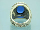 Turkish Handmade Jewelry 925 Sterling Silver Sapphire Stone Mens Rings