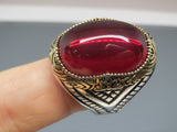 Turkish Handmade Jewelry 925 Sterling Silver Ruby Stone Mens Rings