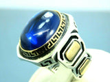 Turkish Handmade Jewelry 925 Sterling Silver Sapphire Stone Mens Rings