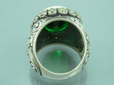 Turkish Handmade Jewelry 925 Sterling Silver Emerald Stone Mens Rings