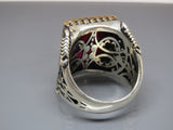 Turkish Handmade Jewelry 925 Sterling Silver Garnet Stone Mens Rings