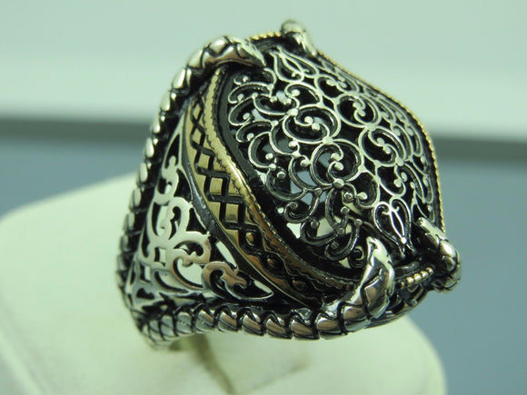 Turkish Handmade Jewelry 925 Sterling Silver Claw Design Mens Rings