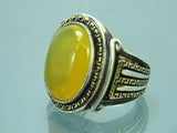 Turkish Handmade Jewelry 925 Sterling Silver Agate Stone Mens Rings