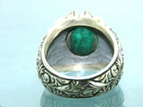 Turkish Handmade Jewelry 925 Sterling Silver Emerald Stone Mens Rings