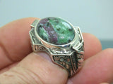 Turkish Handmade Jewelry 925 Sterling Silver Bloodstone Mens Rings