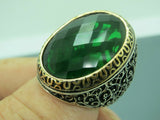 Turkish Handmade Jewelry 925 Sterling Silver Emerald Stone Mens Rings