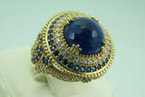 Turkish Handmade Jewelry 925 Sterling Silver Sapphire Stone Women Ring Sz 7