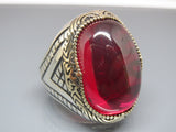 Turkish Handmade Jewelry 925 Sterling Silver Ruby Stone Mens Rings