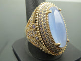 Turkish Handmade Jewelry 925 Sterling Silver Chalcedony Stone Mens Rings