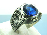 Turkish Handmade Jewelry 925 Sterling Silver Sapphire Stone Mens Rings