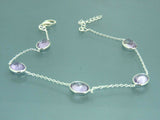 Turkish Handmade Jewelry 925 Sterling Silver Amethyst Stone Womens Bracelet