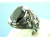 Turkish Handmade Jewelry 925 Sterling Silver Onyx Stone Mens Rings