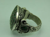 Turkish Handmade Jewelry 925 Sterling Silver Emerald Stone Mens Rings