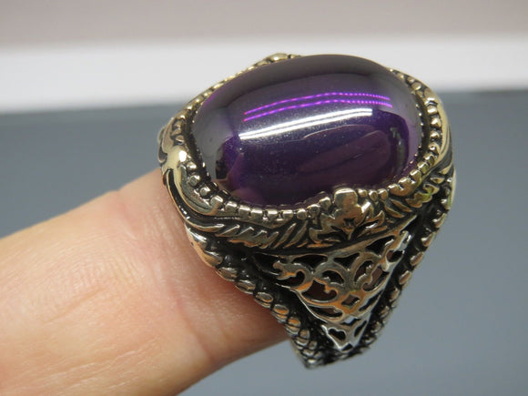 Turkish Handmade Jewelry 925 Sterling Silver Amethyst Stone Men's Rings