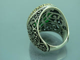 Turkish Handmade Jewelry 925 Sterling Silver Emerald Stone Mens Rings