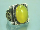 Turkish Handmade Jewelry 925 Sterling Silver Agate Stone Imperial Mens Rings