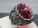 Turkish Handmade Jewelry 925 Sterling Silver Ruby Stone Mens Rings