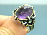 Turkish Handmade Jewelry 925 Sterling Silver Amethyst Stone Men's Rings