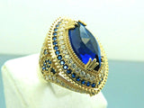 Turkish Handmade Jewelry 925 Sterling Silver Sapphire Stone Women Ring Sz 7