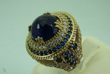 Turkish Handmade Jewelry 925 Sterling Silver Sapphire Stone Women Ring Sz 7