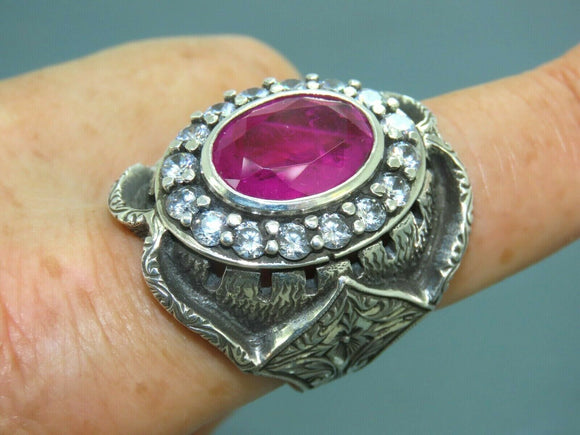 Turkish Handmade Jewelry 925 Sterling Silver Ruby Stone Mens Rings