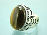 Turkish Handmade Jewelry 925 Sterling Silver Tiger's Eye Stone Mens Rings