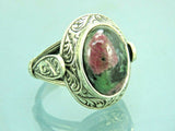 Turkish Handmade Jewelry 925 Sterling Silver Ruby Zoisite Stone Mens Rings