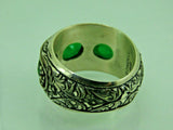 Turkish Handmade Jewelry 925 Sterling Silver Emerald Stone Mens Rings