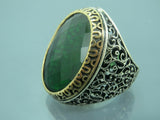 Turkish Handmade Jewelry 925 Sterling Silver Emerald Stone Mens Rings