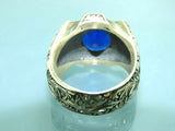 Turkish Handmade Jewelry 925 Sterling Silver Sapphire Stone Mens Rings