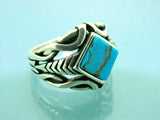 Turkish Handmade Jewelry 925 Sterling Silver Turquoise Stone Mens Rings