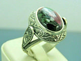 Turkish Handmade Jewelry 925 Sterling Silver Ruby Zoisite Stone Mens Rings