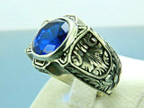 Turkish Handmade Jewelry 925 Sterling Silver Sapphire Stone Mens Rings