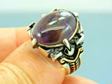 Turkish Handmade Jewelry 925 Sterling Silver Amethyst Stone Antique Mens Rings