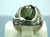 Turkish Handmade Jewelry 925 Sterling Silver Peridot Stone Mens Rings
