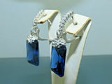Turkish Handmade Jewelry 925 Sterling Silver Sapphire Stone Women Earrings