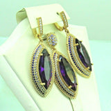 Turkish Handmade Jewelry 925 Sterling Silver Amethyst Stone Women's Earrings & Pendant Jewelry Set