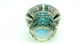 Turkish Handmade Jewelry 925 Sterling Silver Aquamarine Stone Engraved Mens Rings