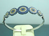 Turkish Handmade Jewelry 925 Sterling Silver Sapphire Stone Womens Bangle