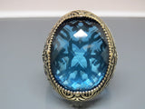 Turkish Handmade Jewelry 925 Sterling Silver Aquamarine Stone Mens Rings