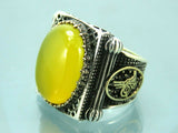 Turkish Handmade Jewelry 925 Sterling Silver Agate Stone Imperial Mens Rings