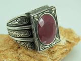 Turkish Handmade Jewelry 925 Sterling Silver Ruby Stone Mens Rings