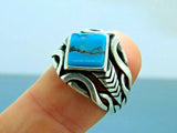 Turkish Handmade Jewelry 925 Sterling Silver Turquoise Stone Mens Rings