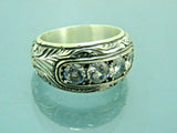 Turkish Handmade Jewelry 925 Sterling Silver Zircon Stone Mens Rings