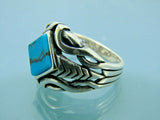 Turkish Handmade Jewelry 925 Sterling Silver Turquoise Stone Mens Rings