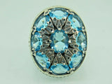 Turkish Handmade Jewelry 925 Sterling Silver Aquamarine Stone Mens Rings